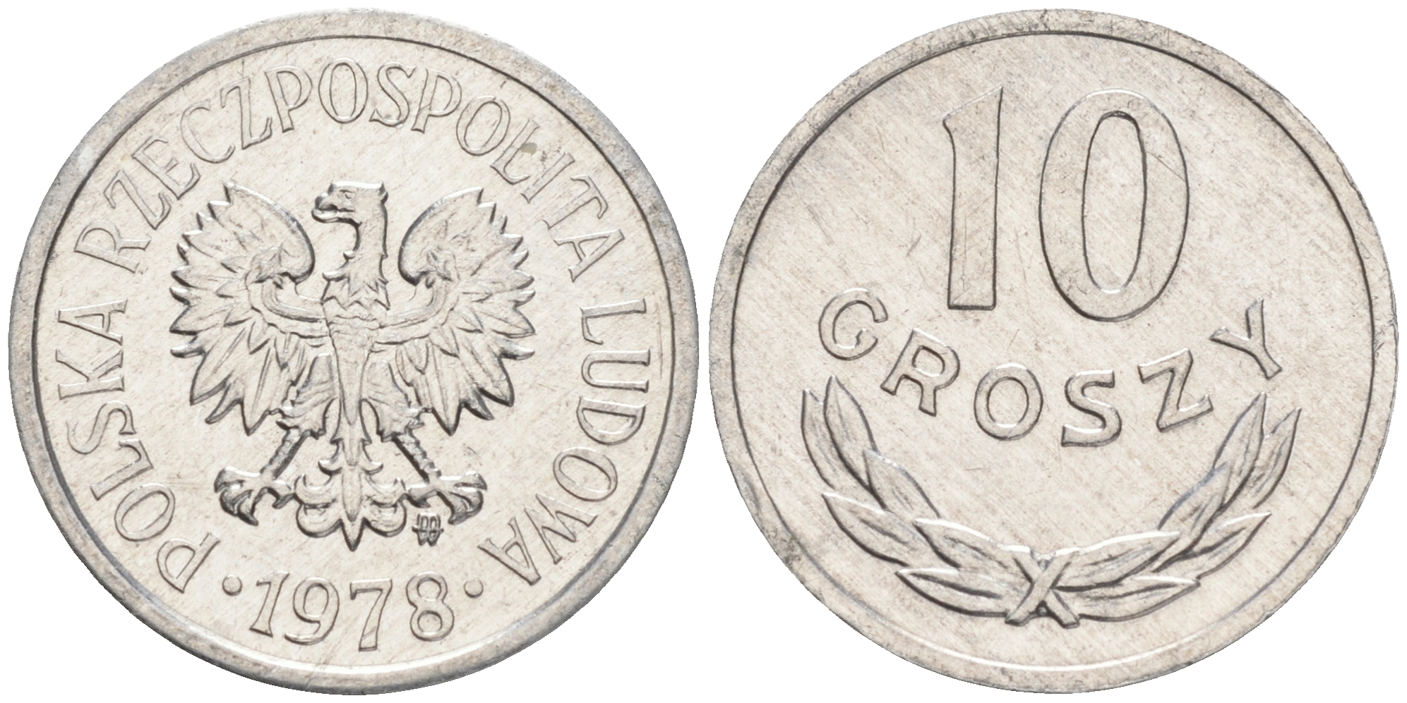 ПОЛЬША 10 ГРОШЕЙ 1978 MW KM АА47 алюминий 4528-229