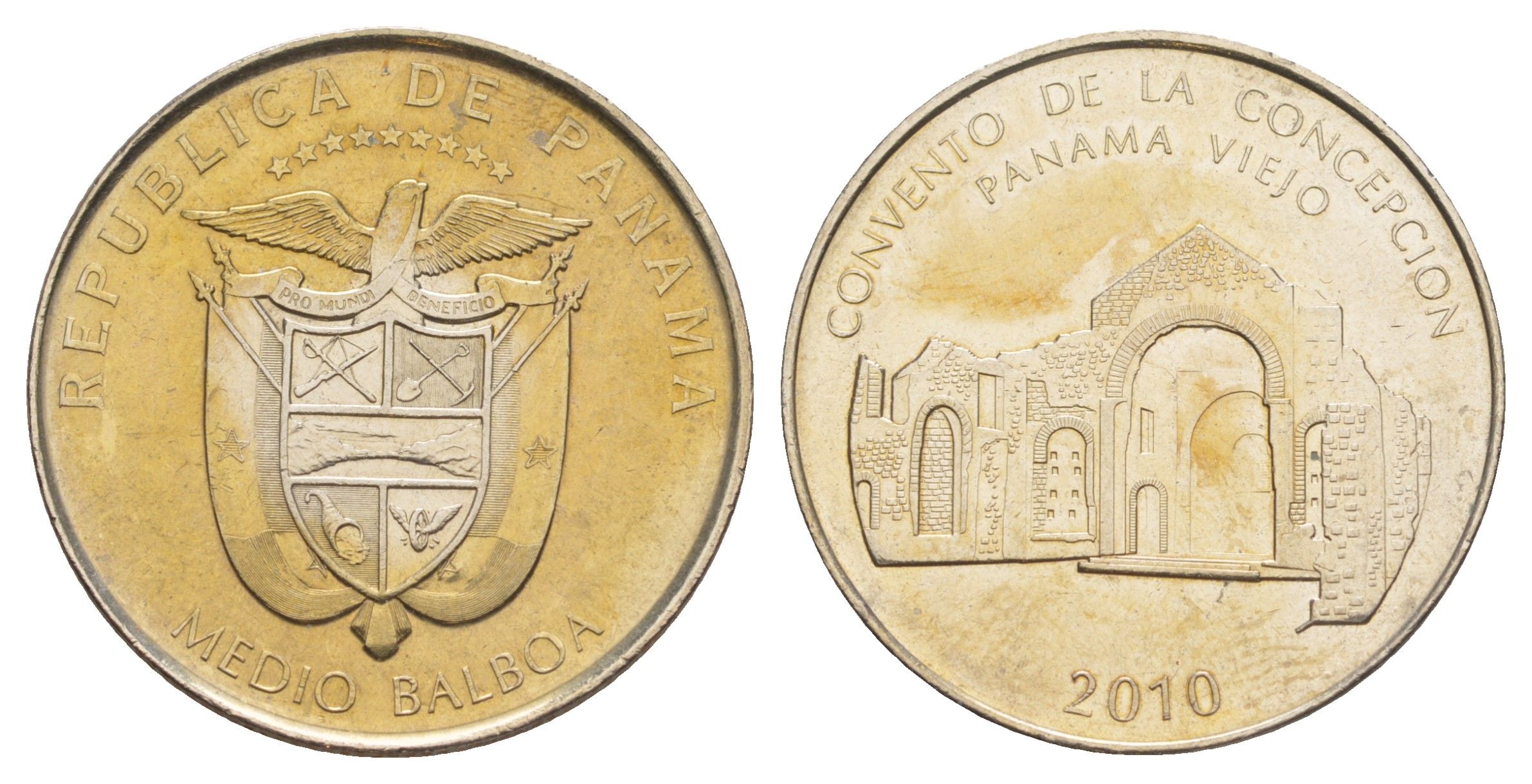 Панама 1/2 бальбоа (50 сентесимо) 2010 Панама-Вьехо - Монастырь Зачатия KM 140 медь плакированная медно-никелем UNC 4645-146