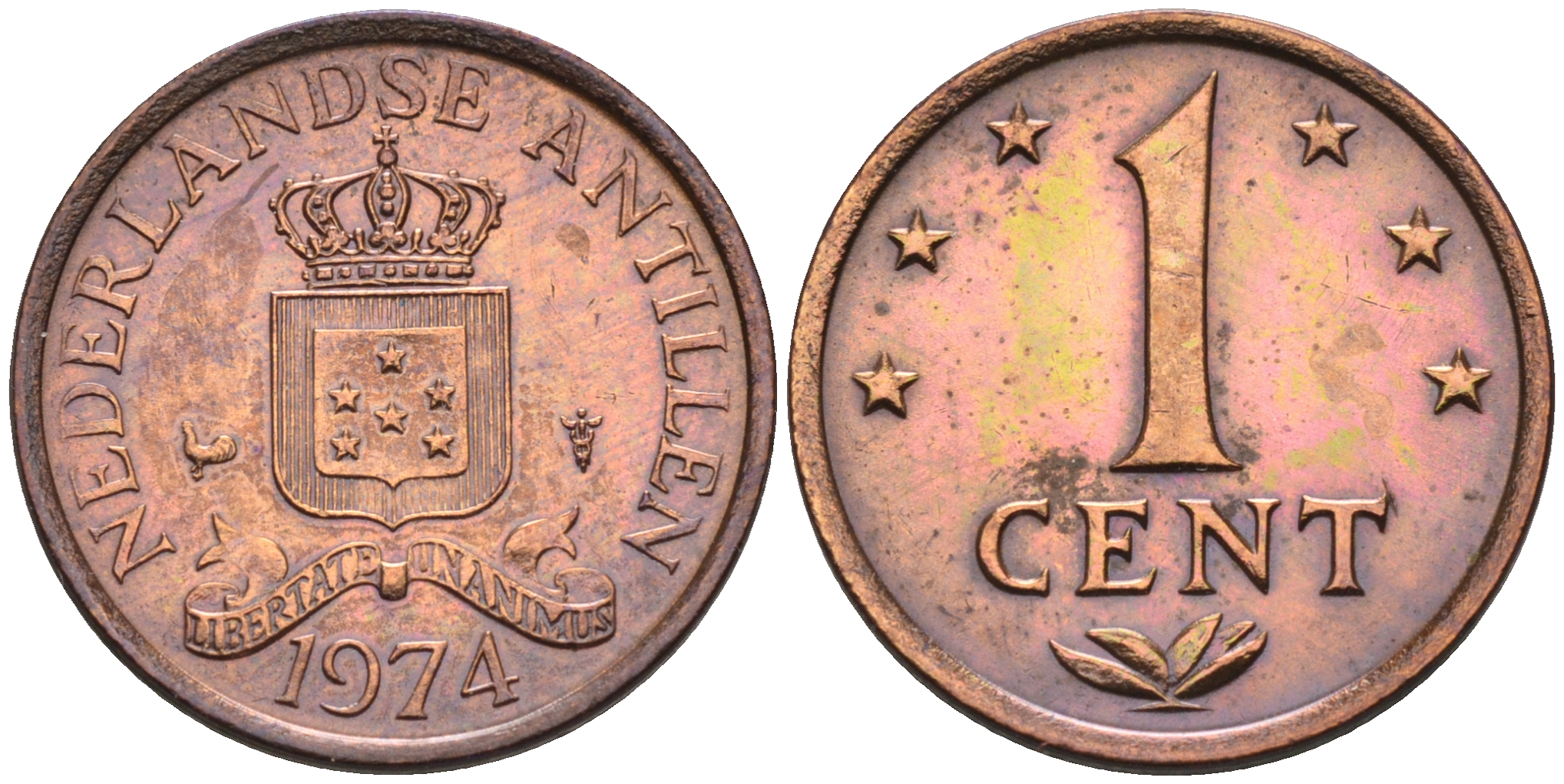 Нидерландские Антилы 1 цент 1974 Юлиана (1948-1980) KM 8 бронза 4169-263