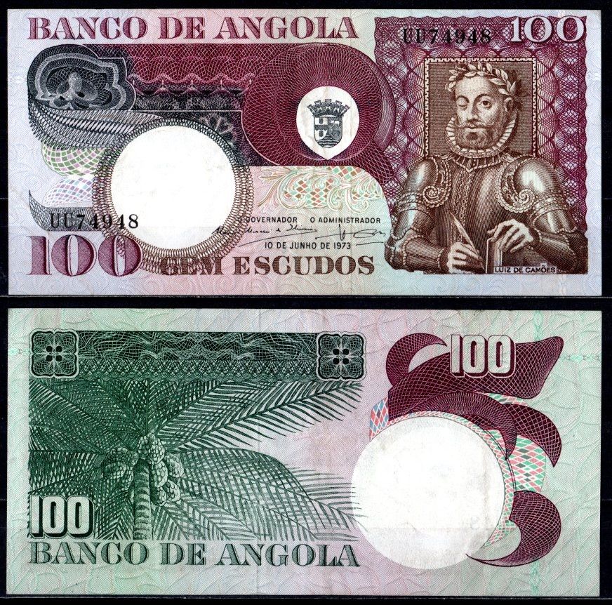 Ангола 100 эскудо 1973 Pick 106 бумага 7214-18-3-1