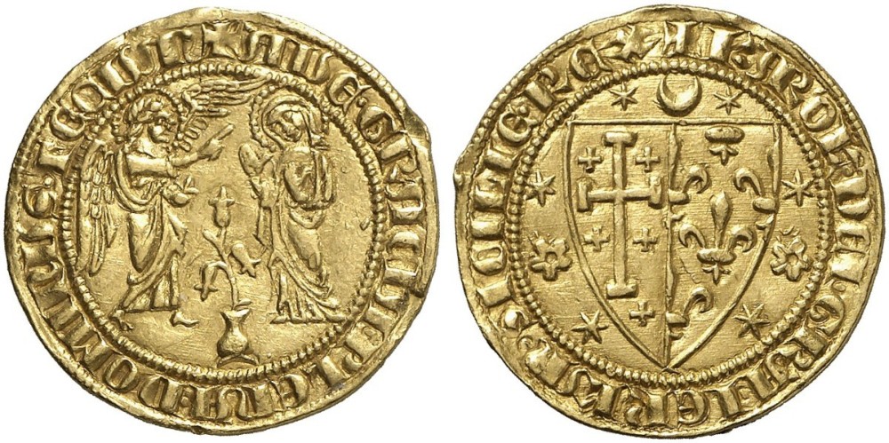 Неаполь и Сицилия салюто де оро 1266-1278 Карл I Fb. 808, Pannuti/Riccio 1 золото 10-009-41