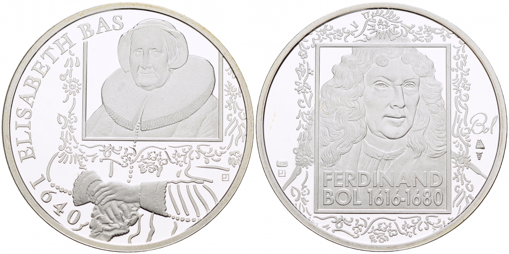 НИДЕРЛАНДЫ МЕДАЛЬ ФЕРДИНАНД БОЛЬ (1616-1680), ПОРТРЕТ ЭЛИЗАБЕТ БАС 1640 ГОД, ДИАМЕТР 30 мм., ВЕС 9,42 гр. медно-никель 1087-2-55