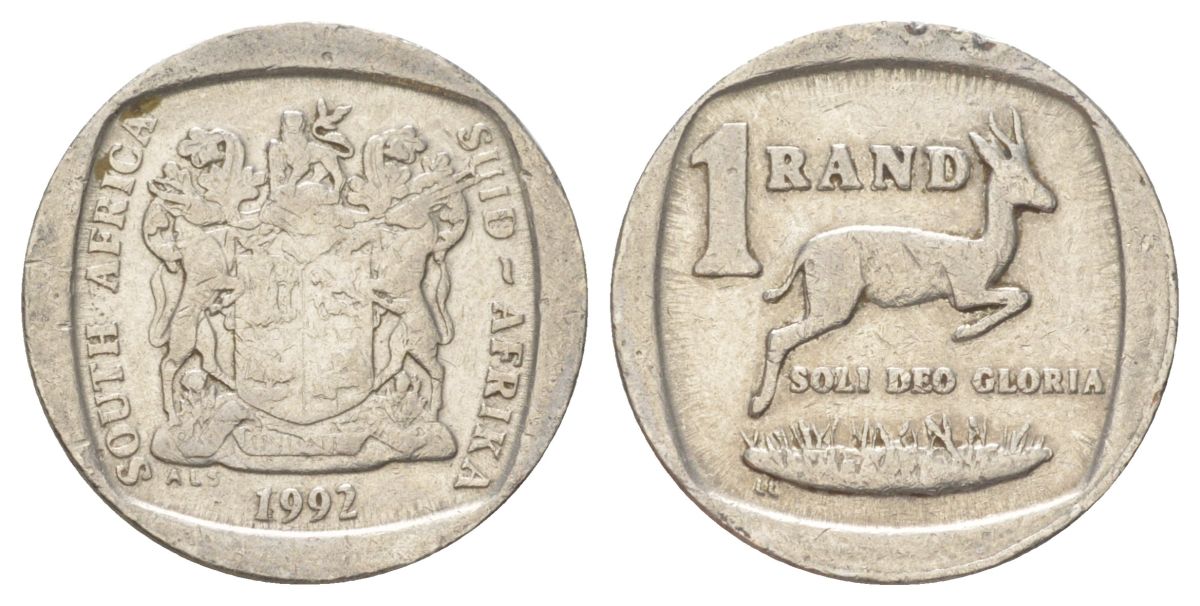 ЮАР 1 ранд 1992 KM 138 медь плакированная никелем 4627-248