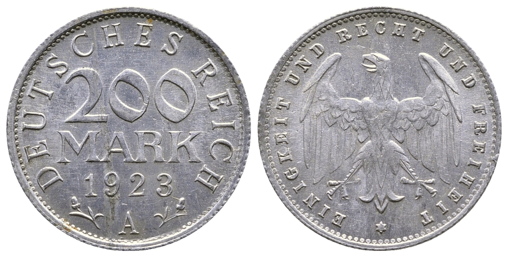 ГЕРМАНИЯ 200 МАРОК 1923 A KM 35, J. 304 алюминий 4380-445
