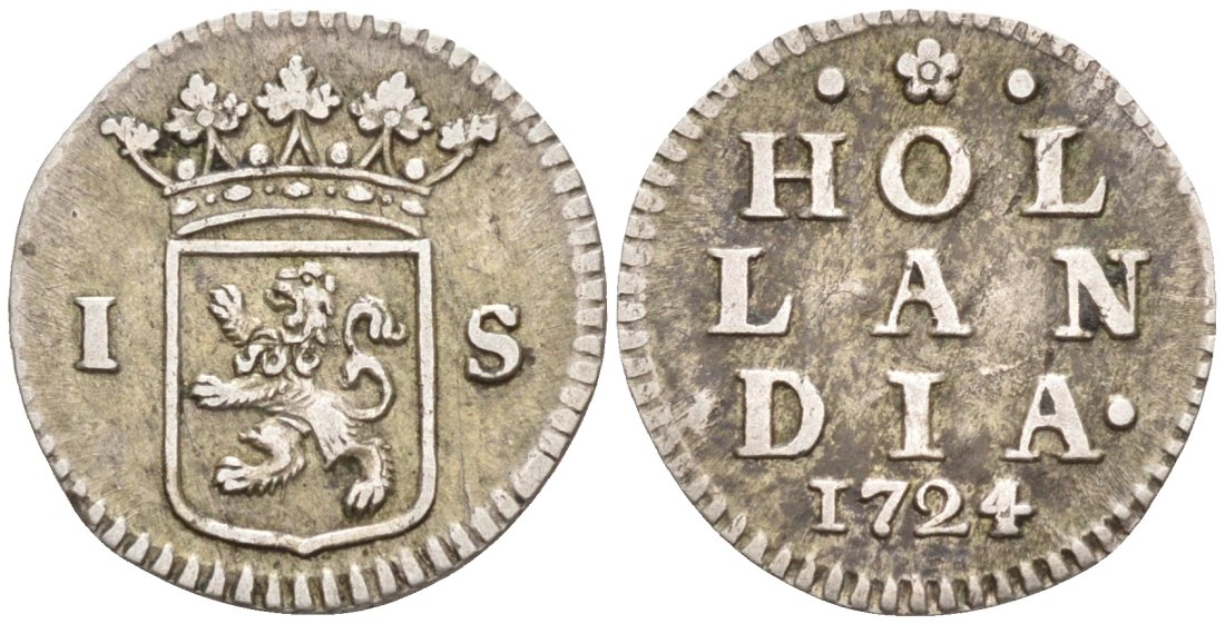 Голландия, Нидерланды 1 штюбер 1724 HOLLAND KM 85 серебро 443-1635