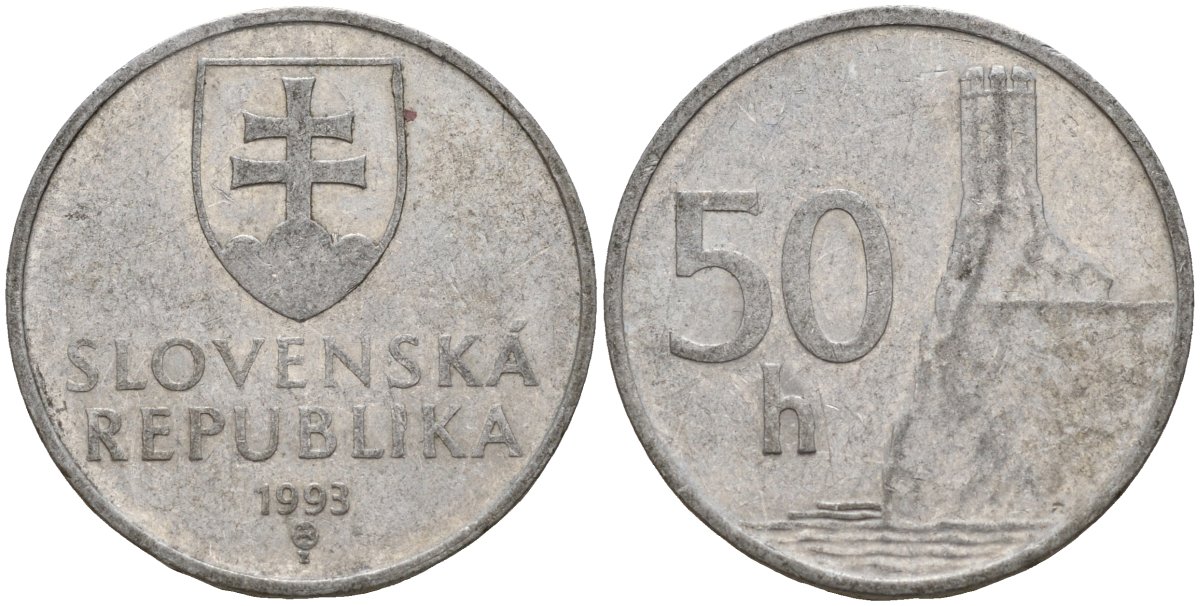 Словакия 50 геллеров 1993 KM 15 алюминий 4159-614