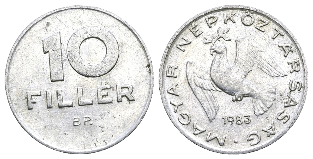 ВЕНГРИЯ 10 ФИЛЛЕРОВ 1983 ВР, НАРОДНАЯ РЕСПУБЛИКА (1949-1989) KM 572 алюминий 4385-737
