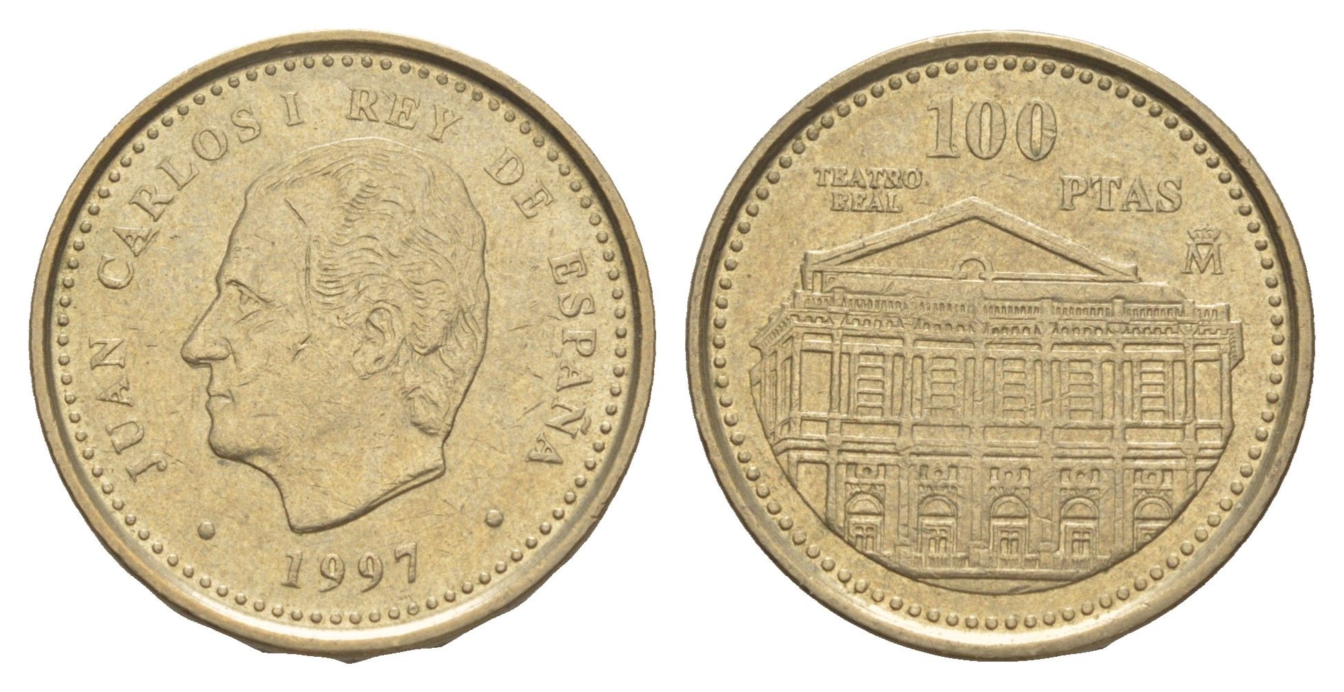 Испания 100 песет 1997 Королевский театр KM 984 алюминиевая бронза 4622-1125