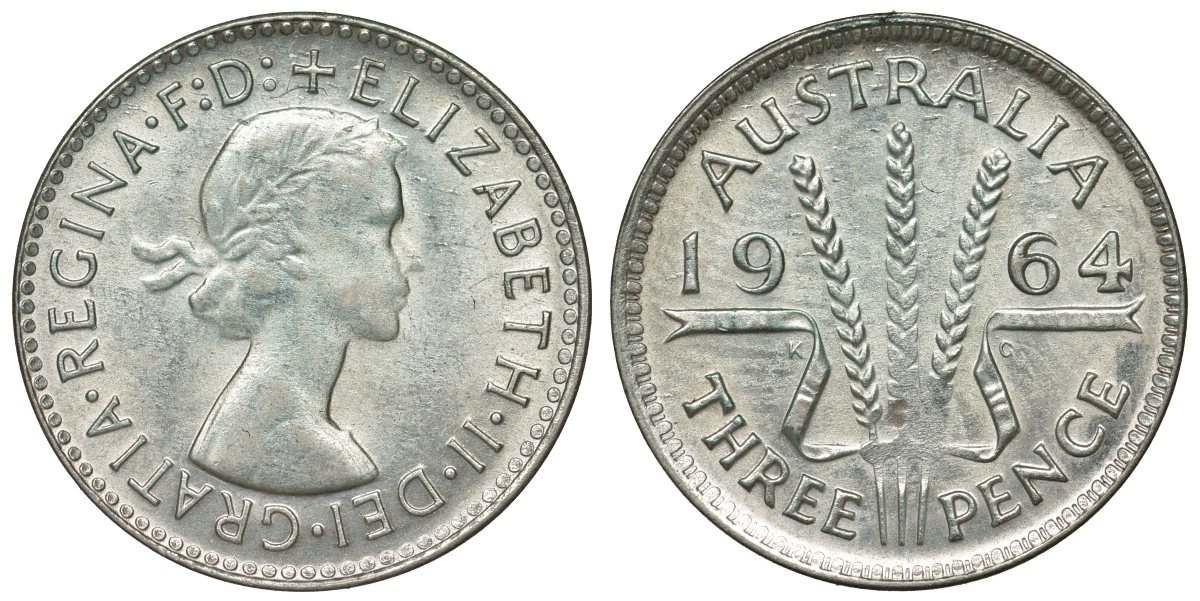 Австралия 3 пенса 1964 Елизавета II (1952-2022) KM 57 серебро 71-959