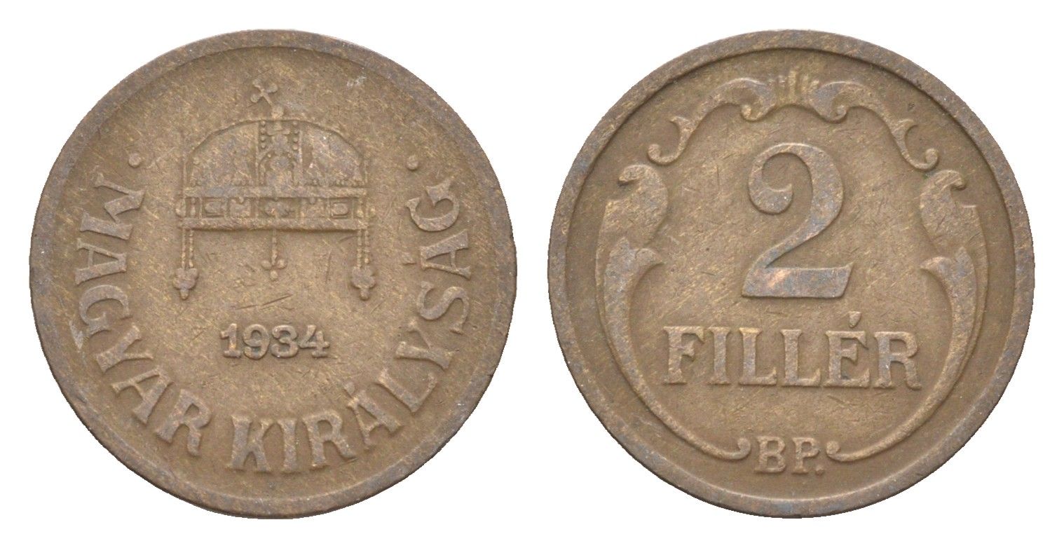 Венгрия 2 филлера 1934 BP KM 506 бронза 4665-439