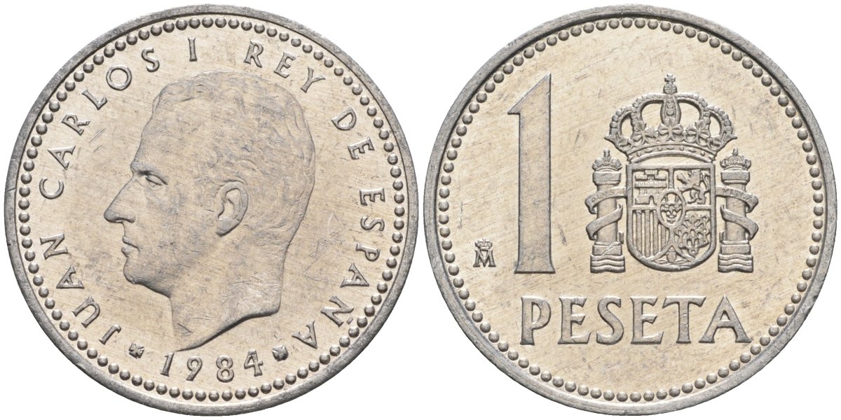 Испания 1 песета 1984 Хуан Карлос I (1975-2014) KM 821 алюминий 4401-531