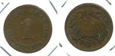 ГЕРМАНИЯ 1 ПФЕННИГ 1896 D KM 10, J. 10 медь 701-134