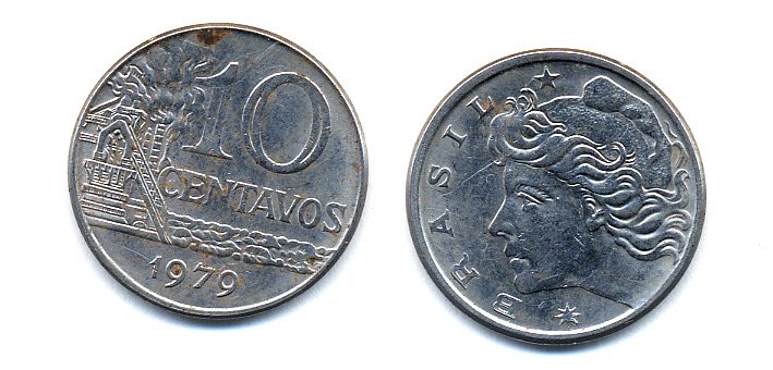 БРАЗИЛИЯ 10 СЕНТАВО 1979 KM 578.1a сталь 51-4534