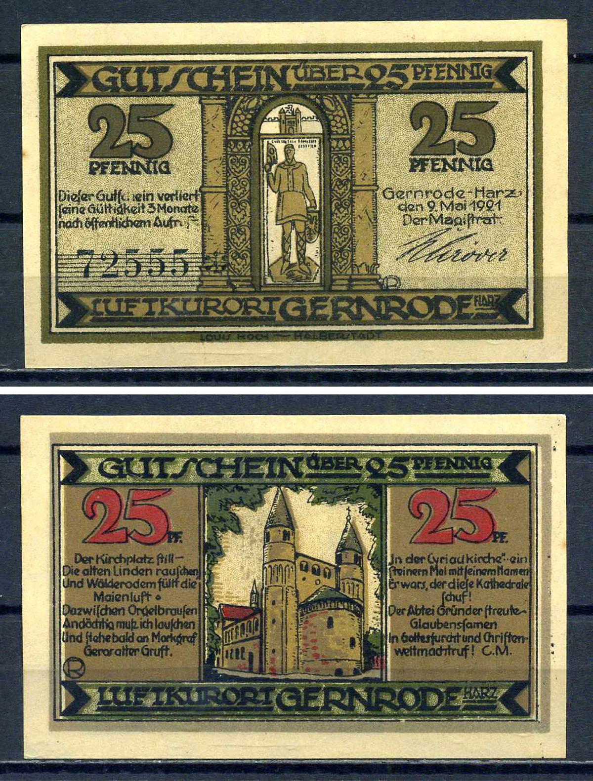 Гернроде-им-Гарц (Ангальт) 25 пфеннигов 1921 бумага aUNC 7556-22-4-2