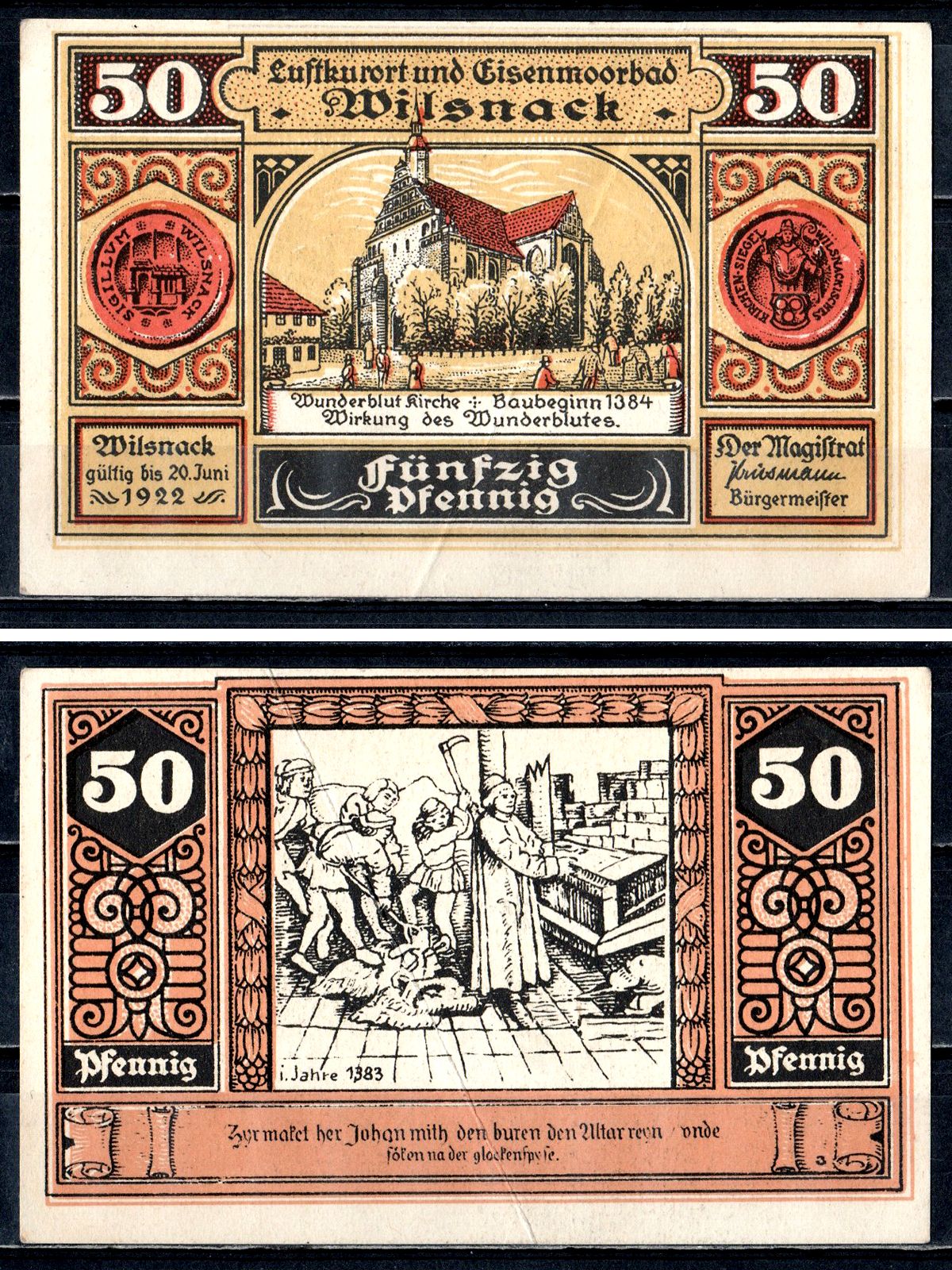 Вильснак (Пруссия, Бранденбург) 50 пфеннигов 1922 2193-50-2-2