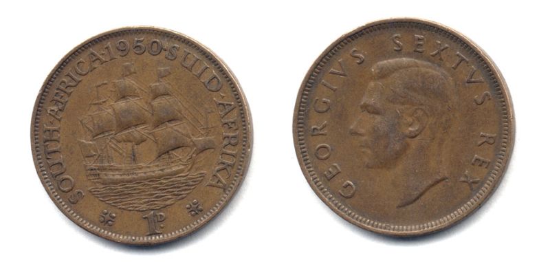 ЮЖНАЯ АФРИКА 1 ПЕННИ 1950 25-714