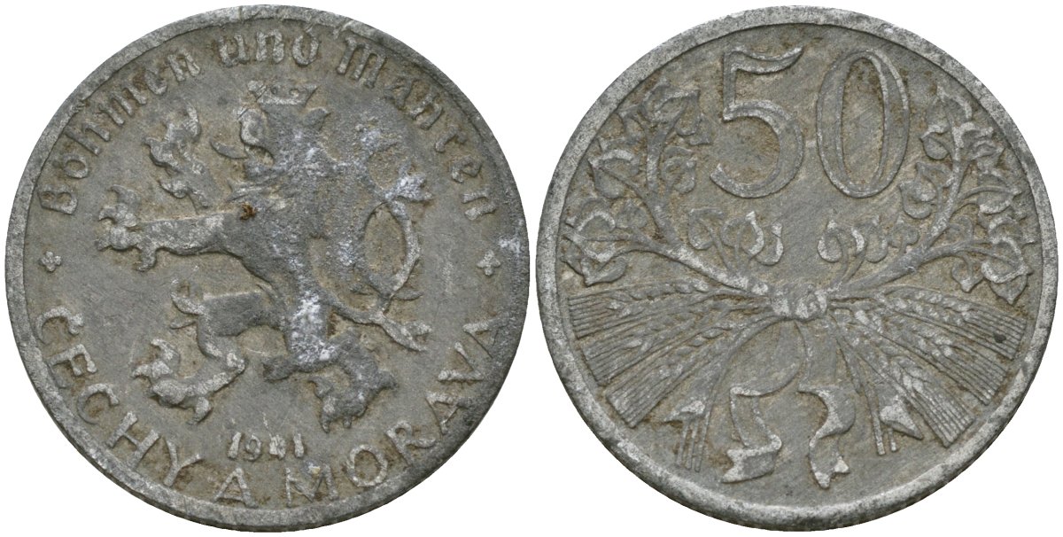 Богемия и Моравия 50 геллеров 1941 KM 3 цинк 4171-1114