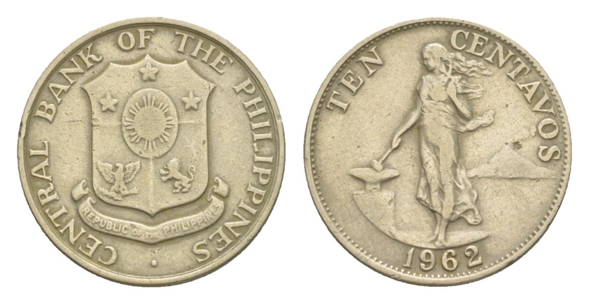Филиппины 10 сентаво 1962 KM 188 медь цинк никель 4632-127