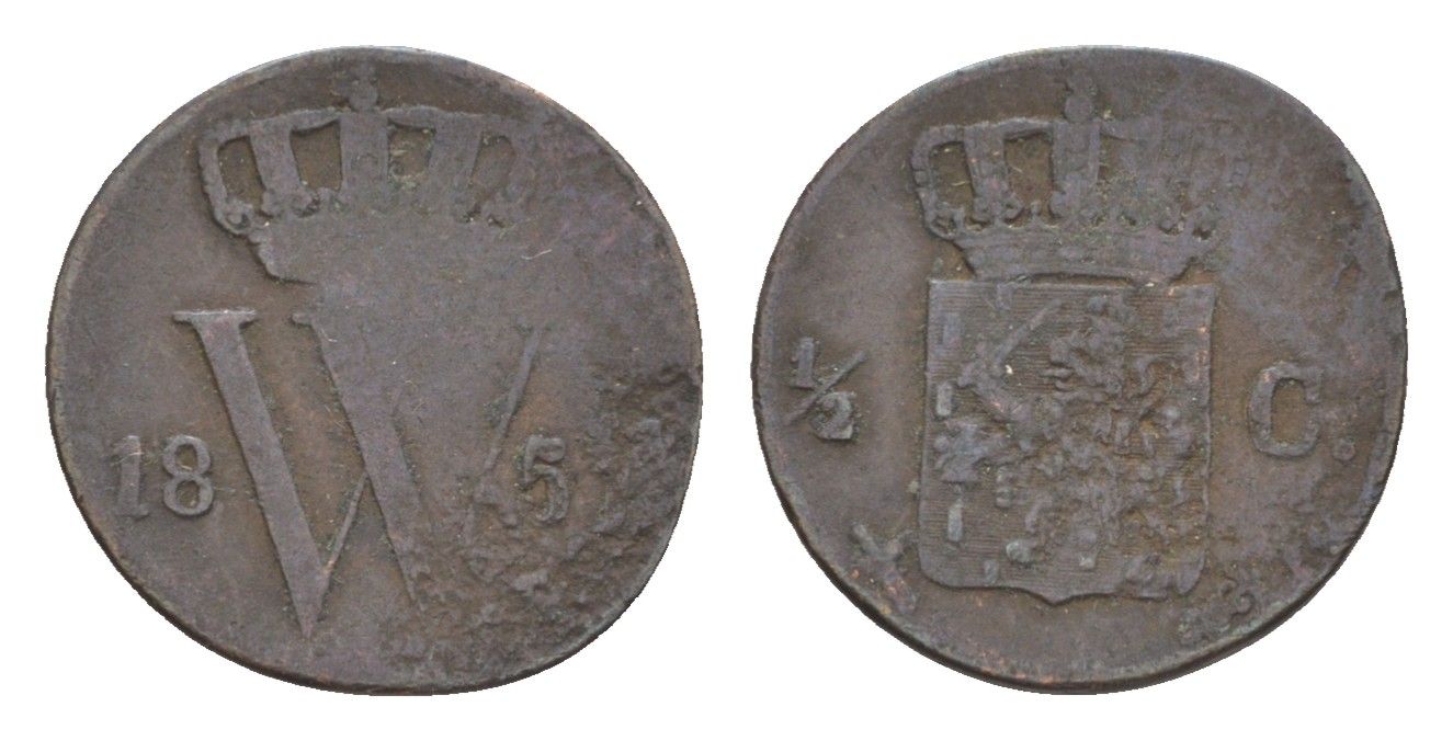 Нидерланды 1/2 цента 1851? Виллем III (1849-1890) KM 90 медь 4659-165