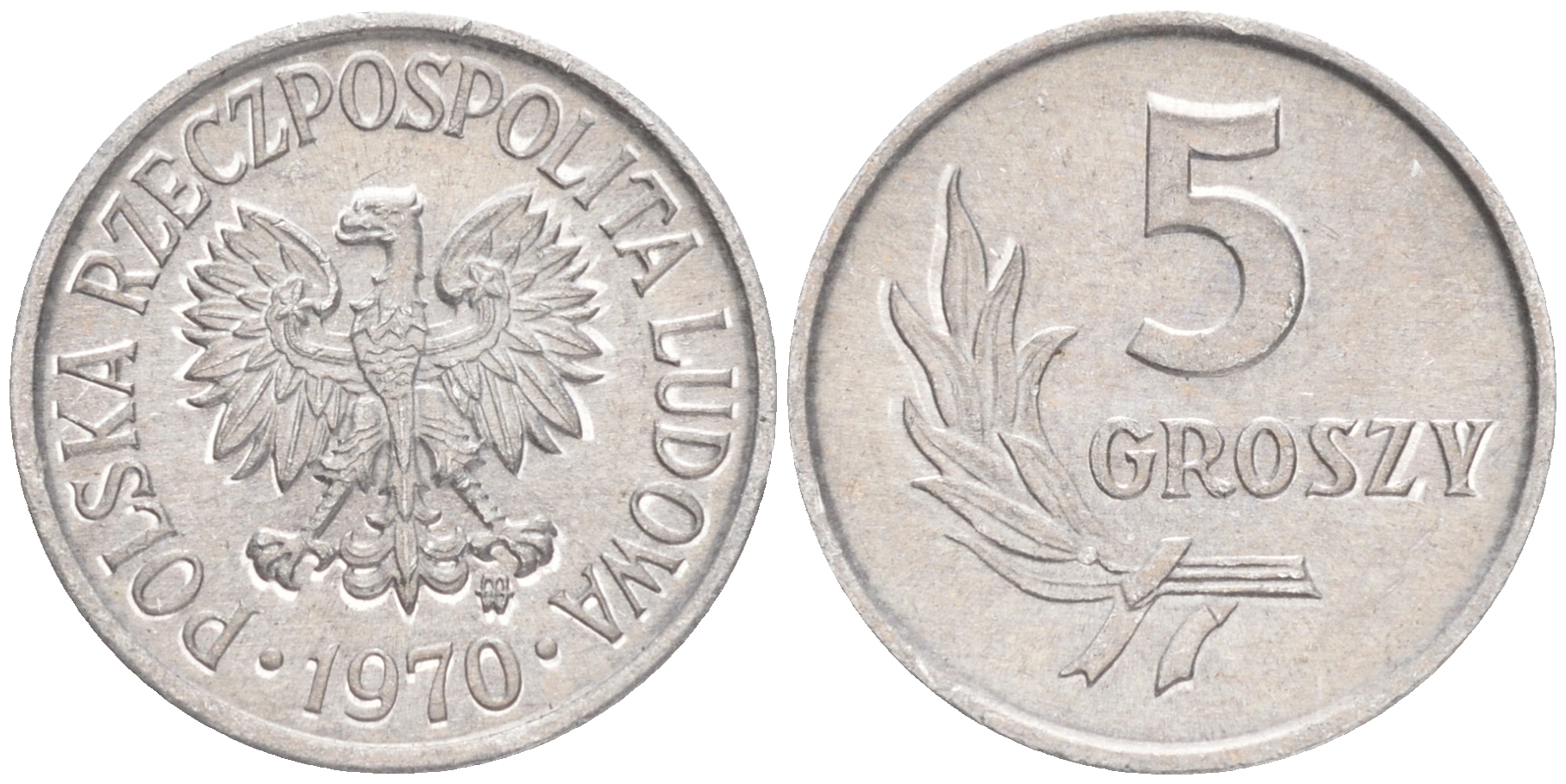 Польша 5 грошей 1970 MW  KM A46, Parchimowicz 204j алюминий UNC 192-166