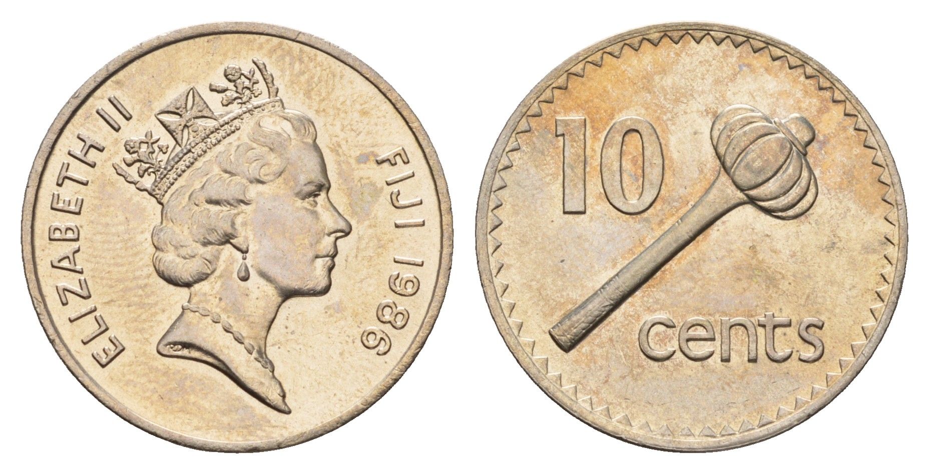 Фиджи 10 центов 1986 Елизавета II (1952-2022), булава KM 52 медно-никель UNC 4698-1137