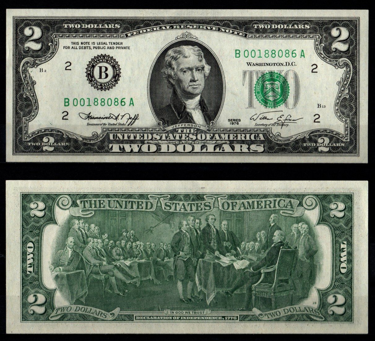 США 2 доллара 1976 Pick 461 бумага aUNC 8605-33-2-2