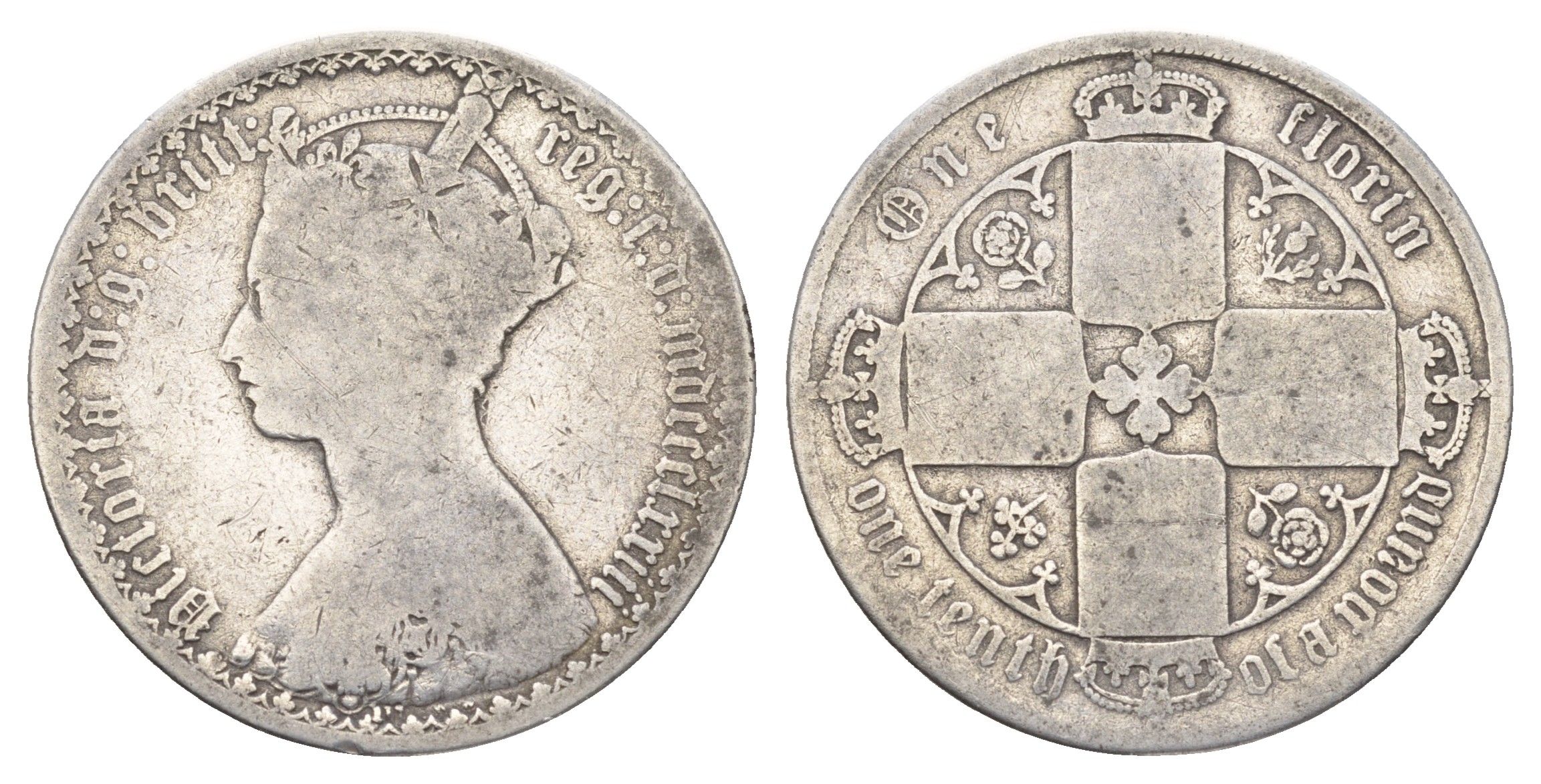 Великобритания 2 шиллинга (флорин) 1873 Виктория (1837-1901) KM 746.2, Spink 3893 серебро 441-231