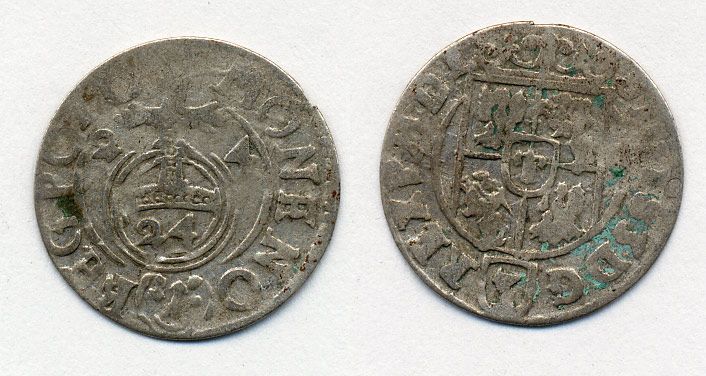 ПОЛЬША 3 ГРОША 1624 СЕРЕБРО 41-852