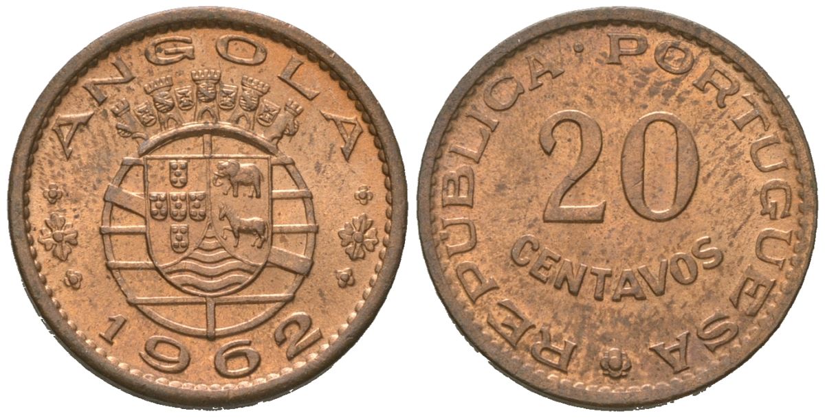 Ангола 20 сентаво 1962 KM 78 бронза UNC 4618-633