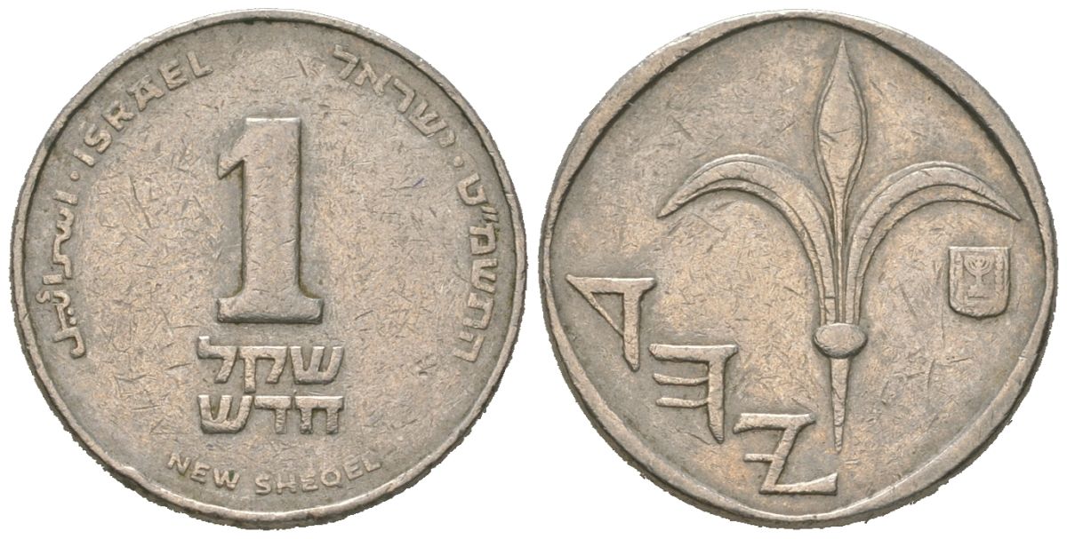 Израиль 1 новый шекель 1989 JE 5749 KM 160 медно-никель 4580-434