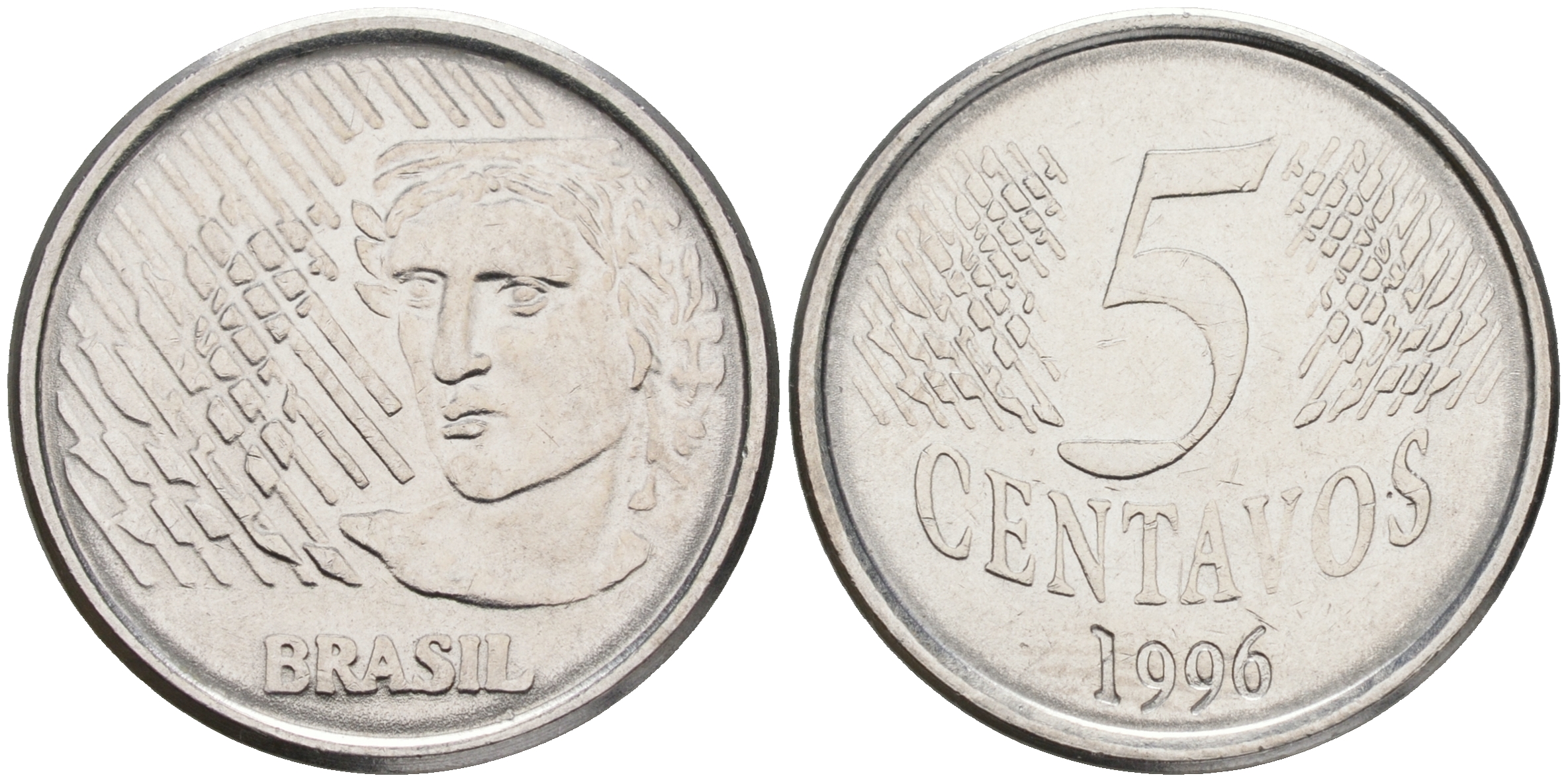 БРАЗИЛИЯ 5 СЕНТАВО 1996 KM 632 сталь 4556-255