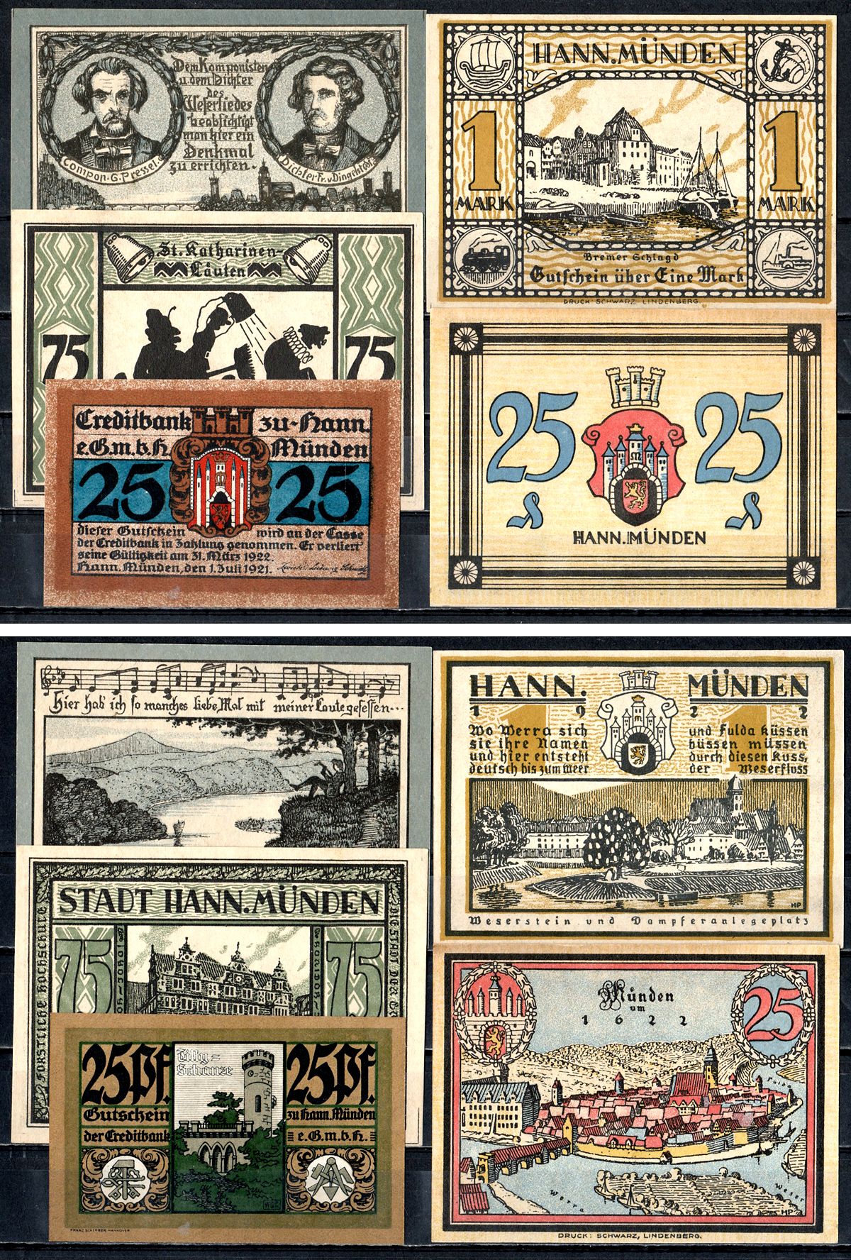 Ханн. Мюнден (Пруссия, Ганновер) набор из 5 нотгельдов ND 2193-15-2-1
