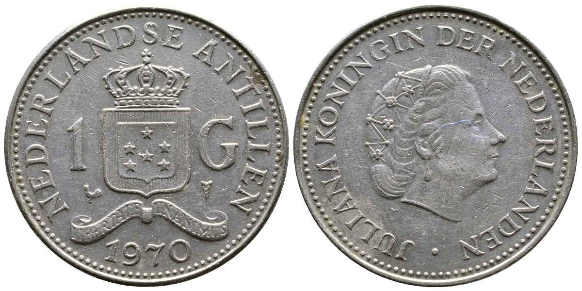Нидерландские Антилы 1 гульден 1970 Юлиана (1948-1980) KM 12 никель 4383-515