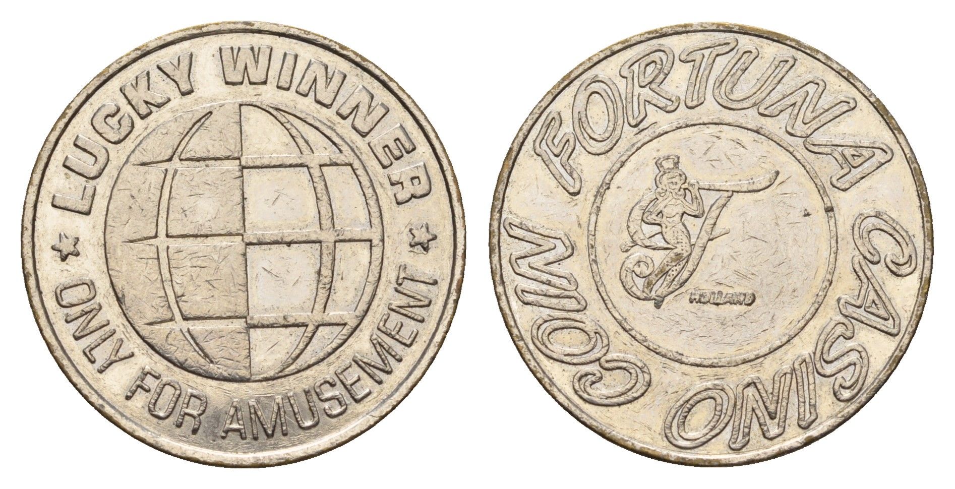 Нидерланды жетон казино диаметр 24 мм, вес 5,6 гр никель 210-436