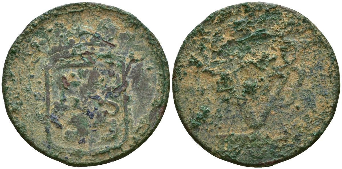 Нидерландская Ост-Индия 1 дуит 1736 KM 70 медь 4573-1143