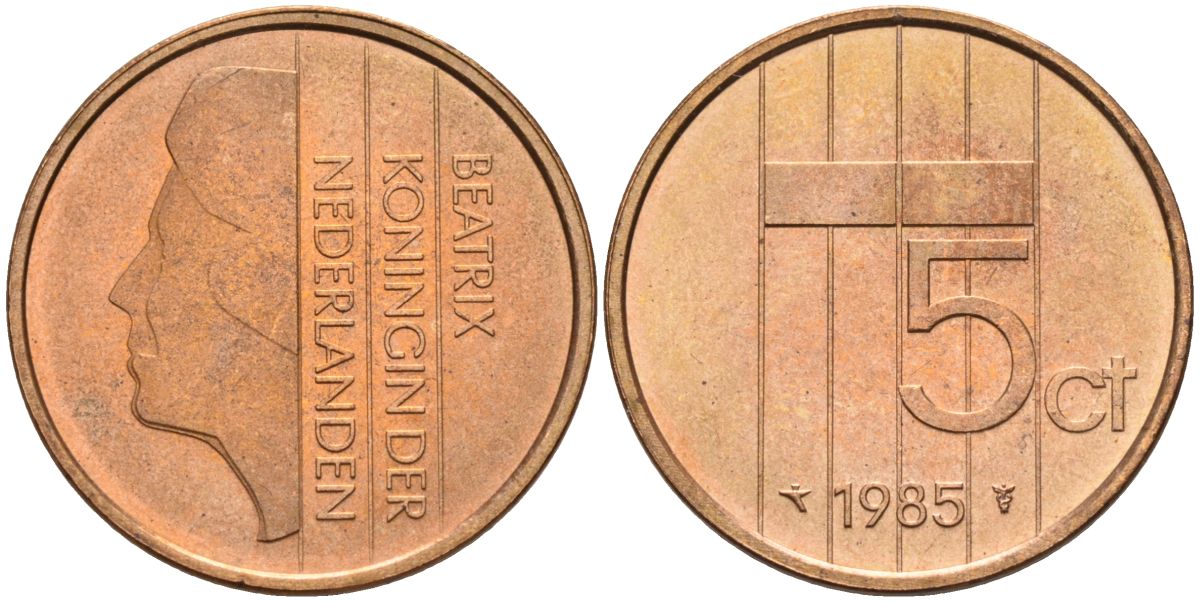 Нидерланды 5 центов 1985 Беатрикс (1980-2013) KM 202 бронза UNC 4116-237