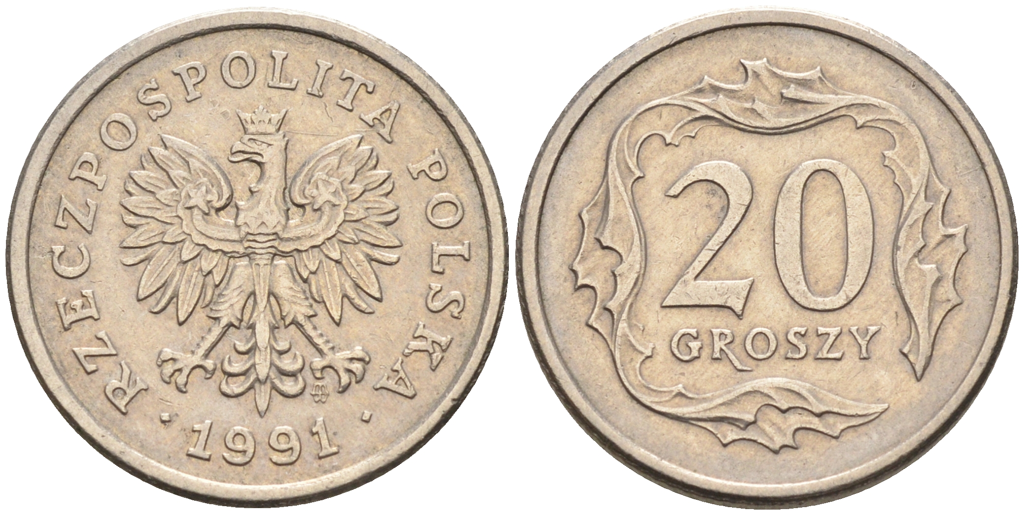 Польша 20 грошей 1991 MW KM 280 медно-никель    4174-723