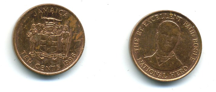 ЯМАЙКА 10 ЦЕНТОВ 1996 МАРКУС ГАРВИ KM 146.2 сталь плакированная медью 4364-1021