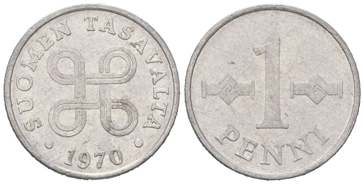 Финляндия 1 пенни 1970 KM 44a алюминий 99-951