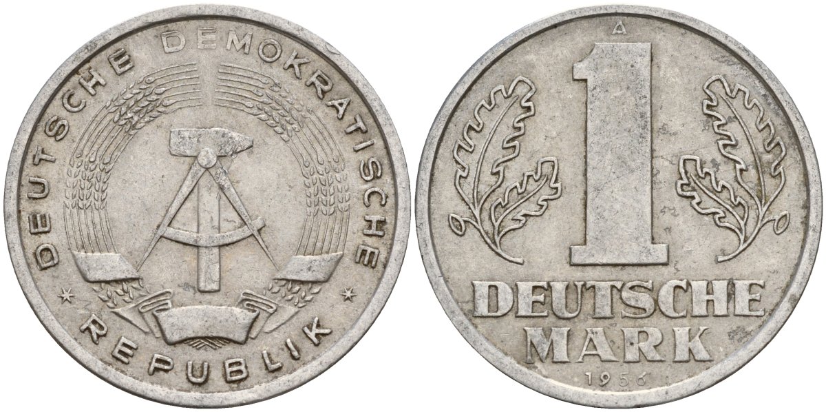 ГДР 1 марка 1956 A KM 13 алюминий 117-623