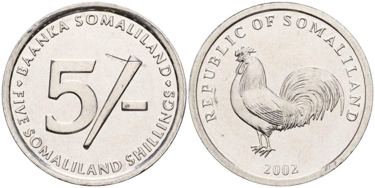 Сомалиленд 5 шиллингов 2002 KM 5 алюминий 4591-551