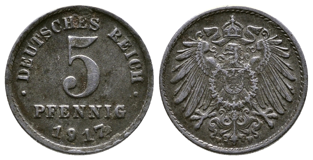 ГЕРМАНИЯ 5 ПФЕННИГОВ 1917 F KM 19, J. 297 железо 4380-146