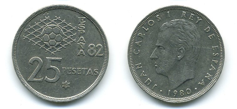 ИСПАНИЯ 25 ПЕСЕТ 1980 KM 818 46-2613