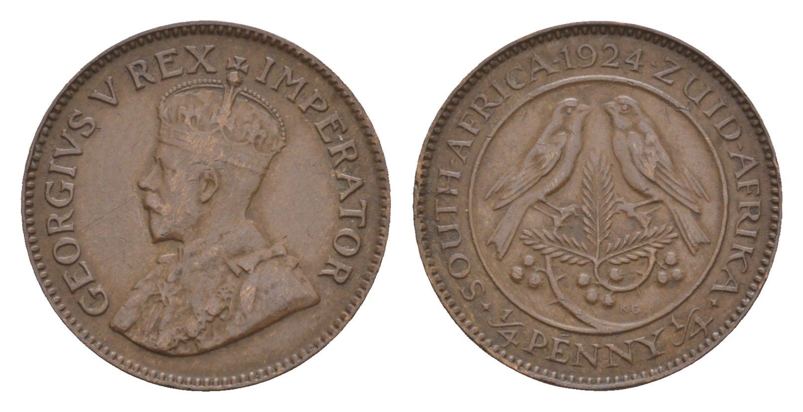 ЮАР 1/4 пенни 1924 KM 12.1 бронза 1518-1215