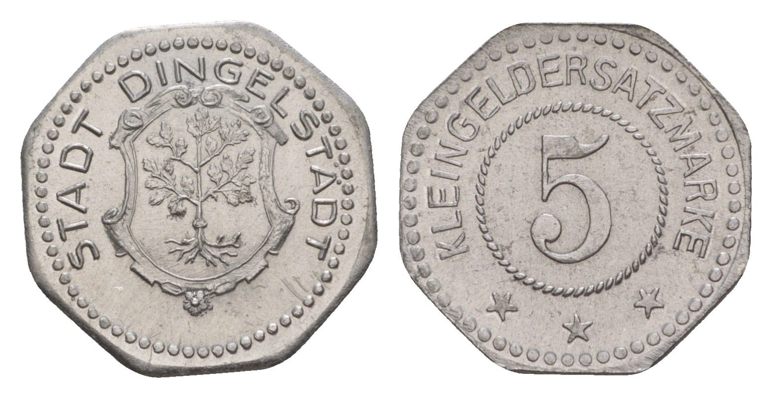 Дингельштедт 5 пфеннигов ND Funck 96.1, Men05 5192.1, Men18 6508.1 железо UNC 1528-722