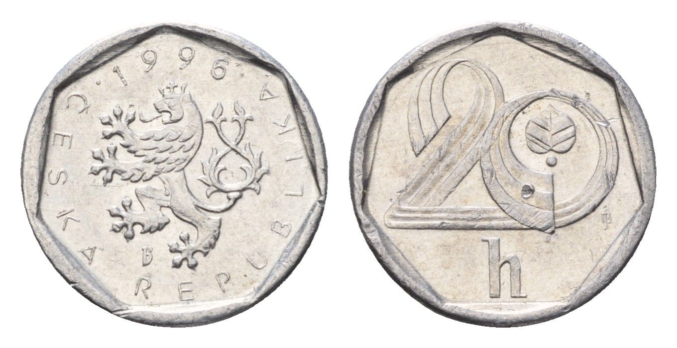 Чехия 20 геллеров 1996 KM 2.1 алюминий 4696-547
