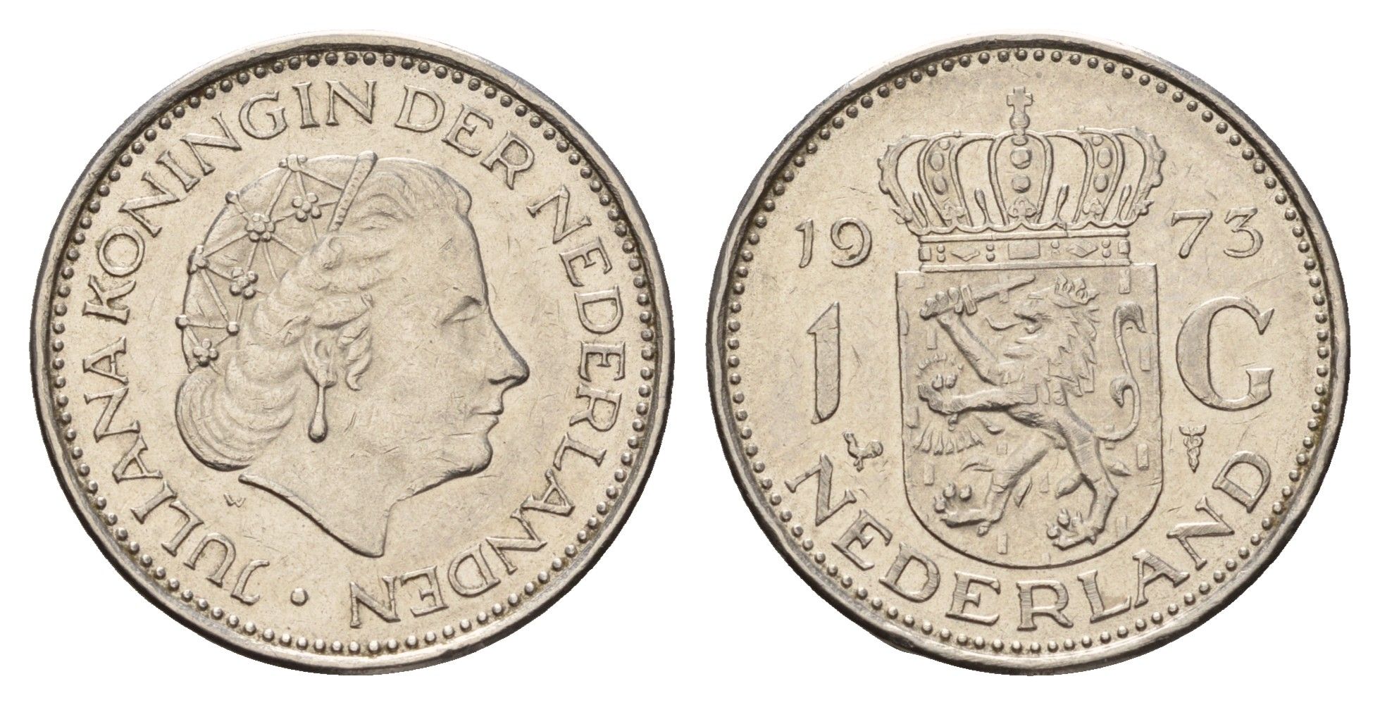 Нидерланды 1 гульден 1973 Юлиана (1948-1980) KM 184a никель 186-426