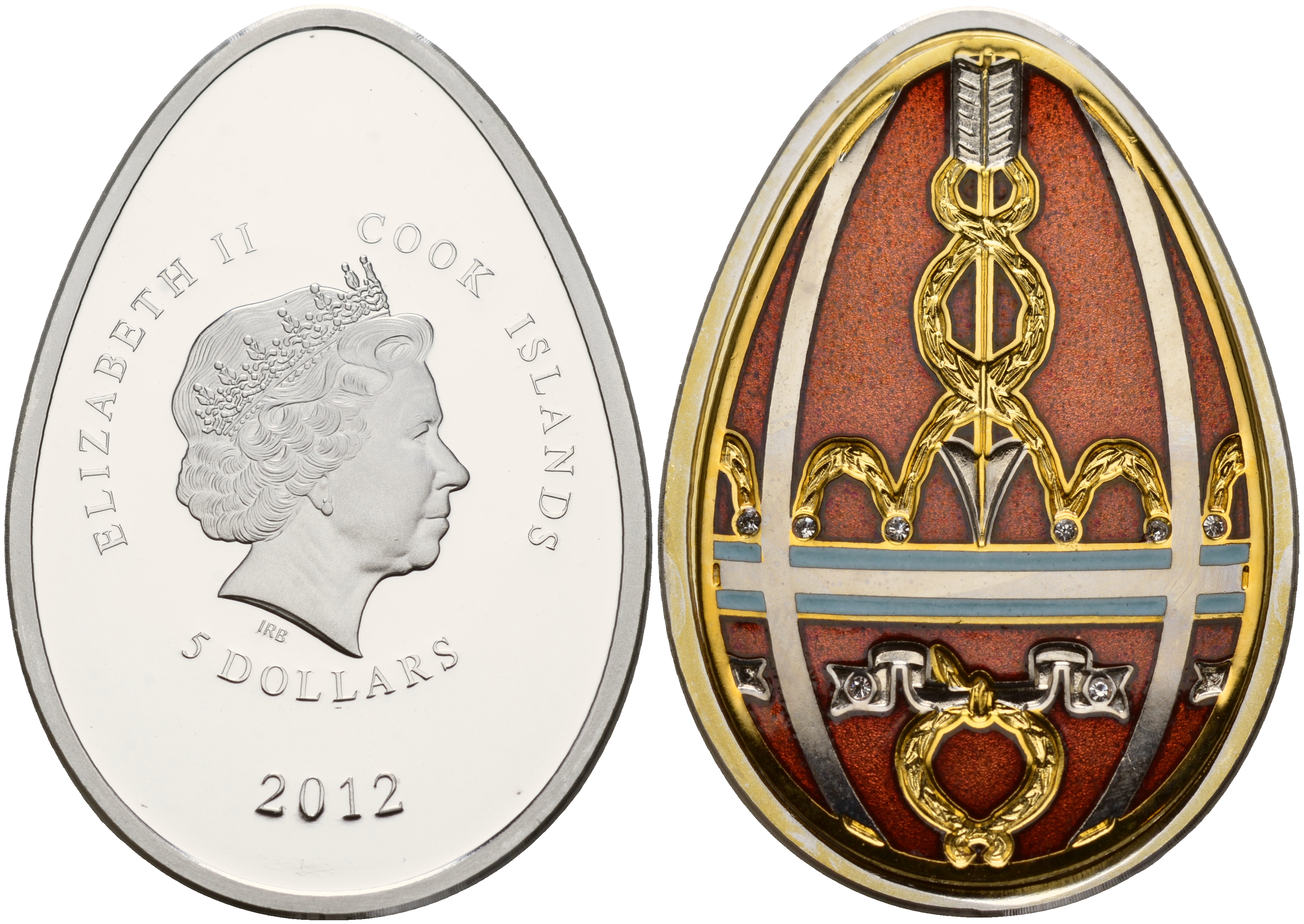 Палау 3 монеты по 5 долларов 2012 яйца Фаберже, цветная эмаль, позолота серебро PROOF 1065-1-21