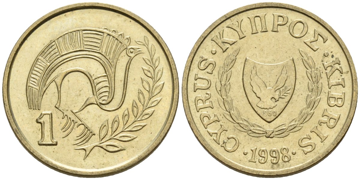 Кипр 1 цент 1998 KM 53.3 никель латунь 4174-1214