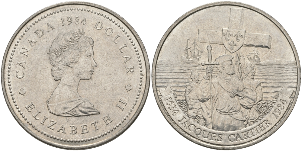 Канада 1 доллар 1984 Жак Картье KM 141 никель UNC 97-115